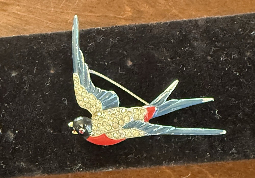Very Rare Trifari A.Philippe 1940s Enamel Rhinestone Patriotic Bird Brooch/pin