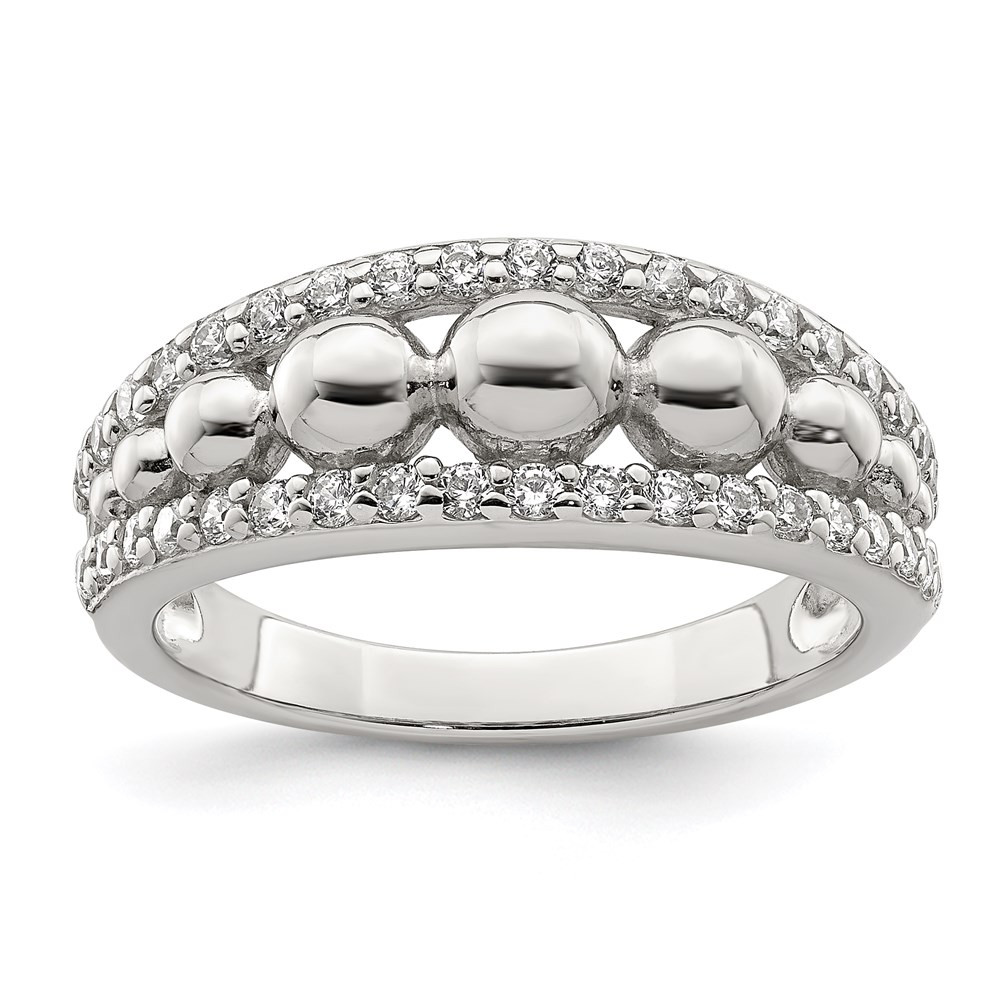 Sterling Silver Cubic Zirconia w/Beads Ring Size 8 for Women