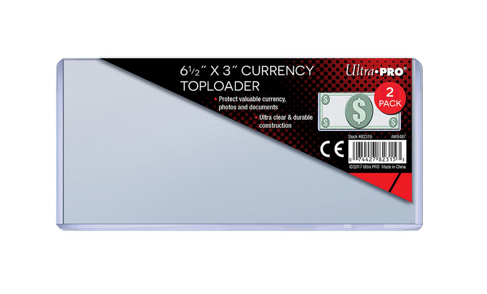 (2) Ultra Pro Currency Toploaders + Sleeves Regular Bill Holder FREE SHIPPING