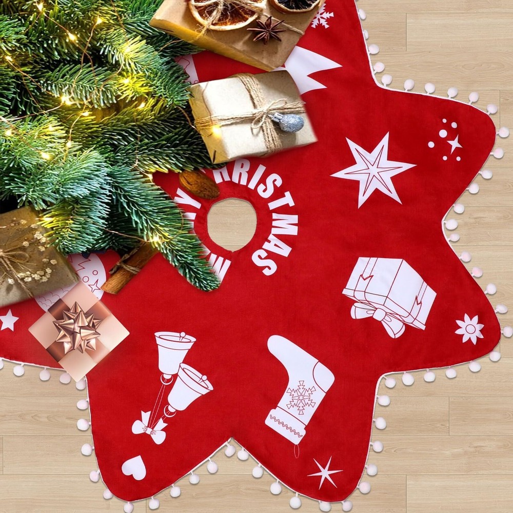 GetfuQi Christmas Tree Skirt - 48inch Large Xmas Tree Skirt for 6Ft/ 7Ft/ 7.5...