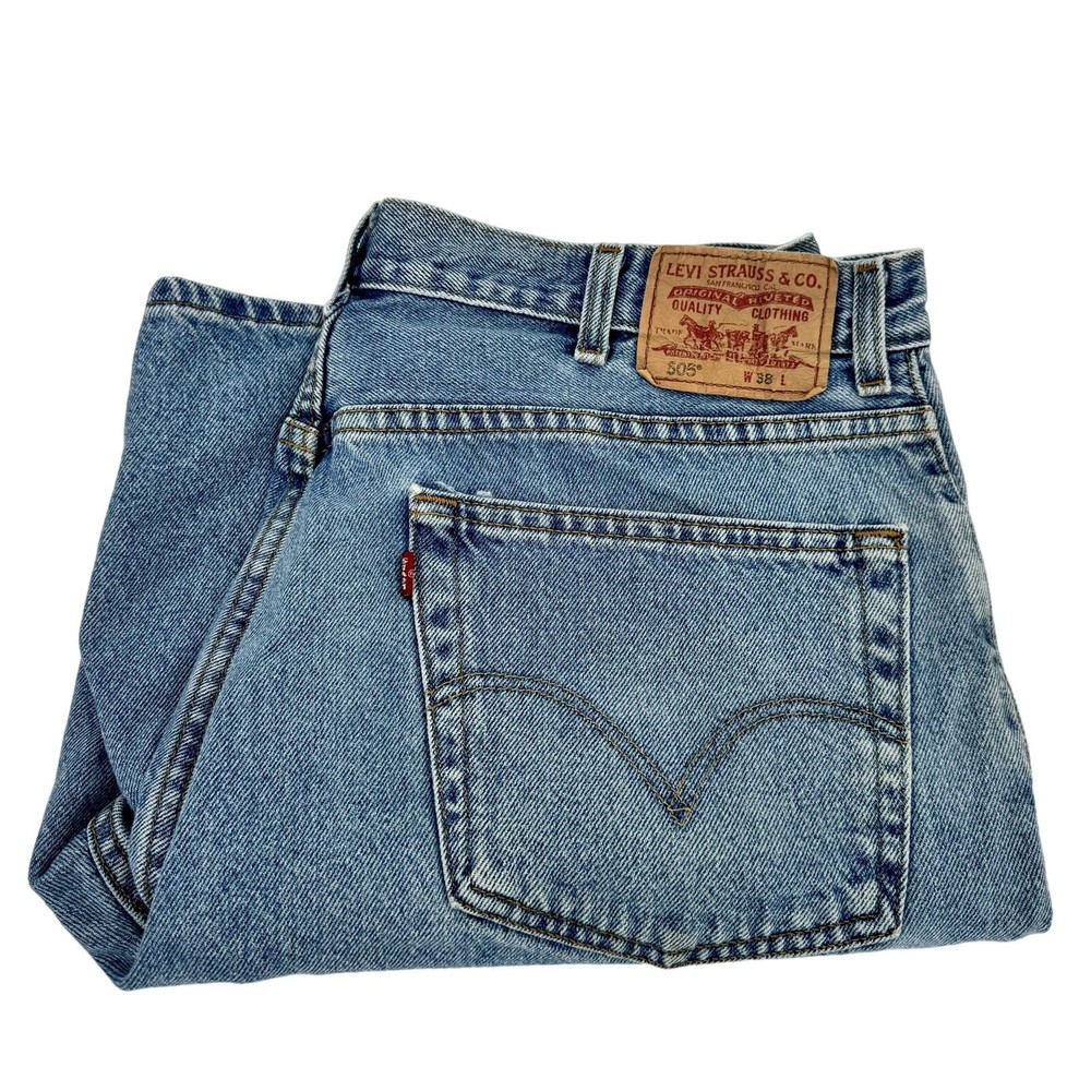 Levi's 505 Shorts Mens 38 (38x9 ACTUAL) Blue Denim Jorts Regular Fit