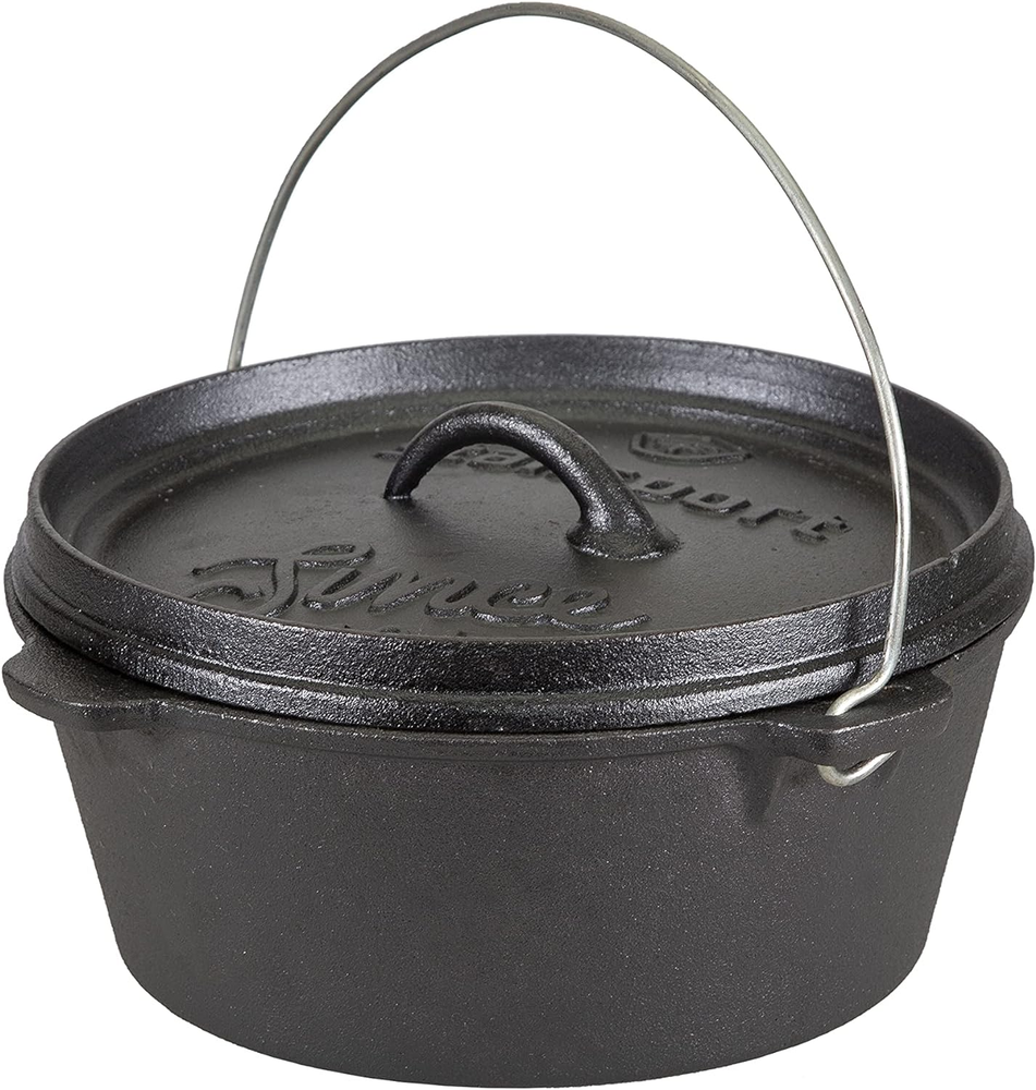 Pre-Seasoned Cast Iron Dutch Oven for Even Heat Distribution
