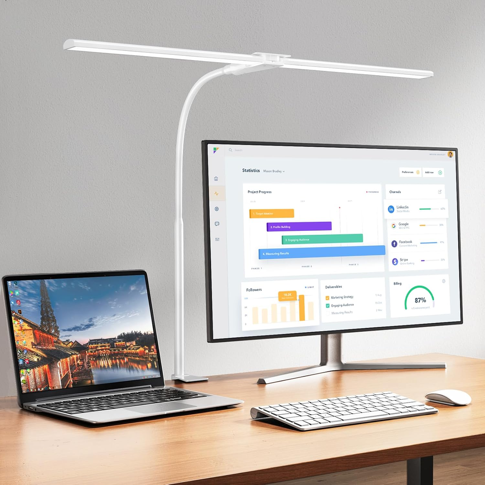 LED Desk Lamp,Double Head Architect Desk Lamps for Home Office,Extra Bright Work