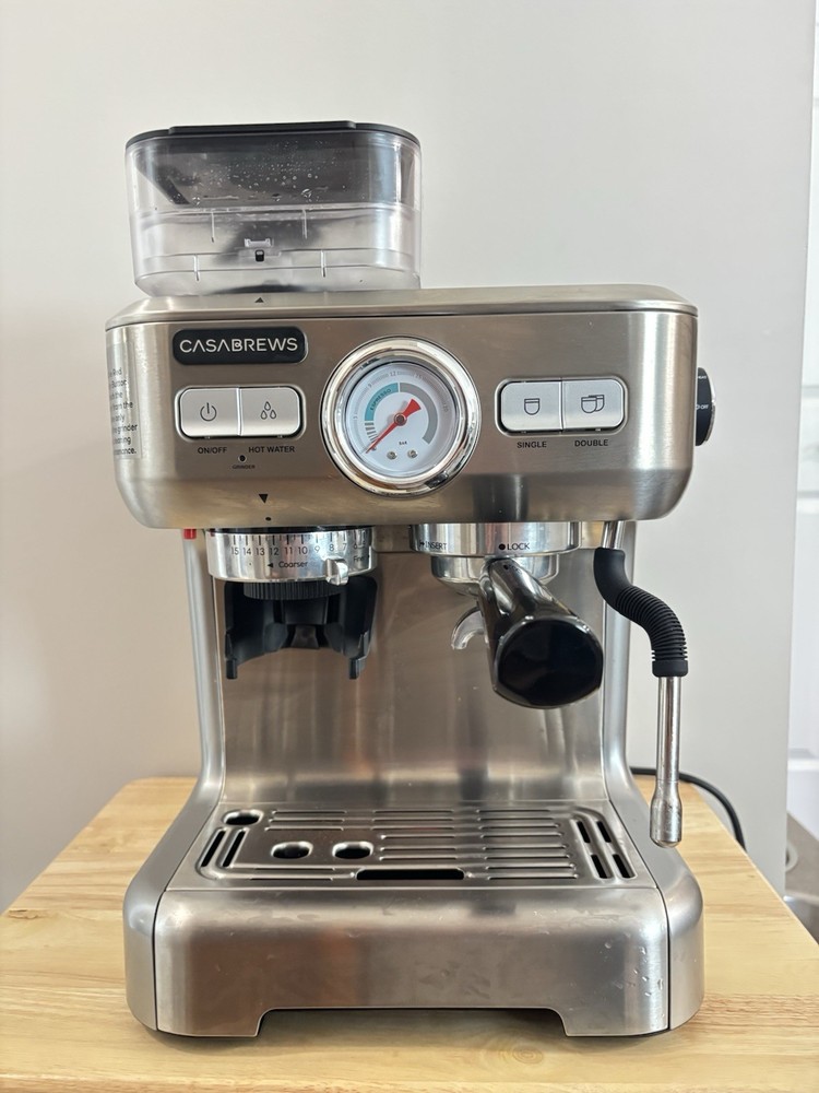 Casabrews 5700 Stainless Steel Espresso Machine with Built-In Grinder