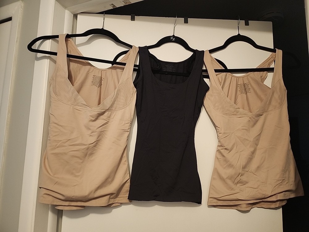 Hanes Womens Nude Beige & Black Tank Camisole Shapewear Size Medium Lot of 3
