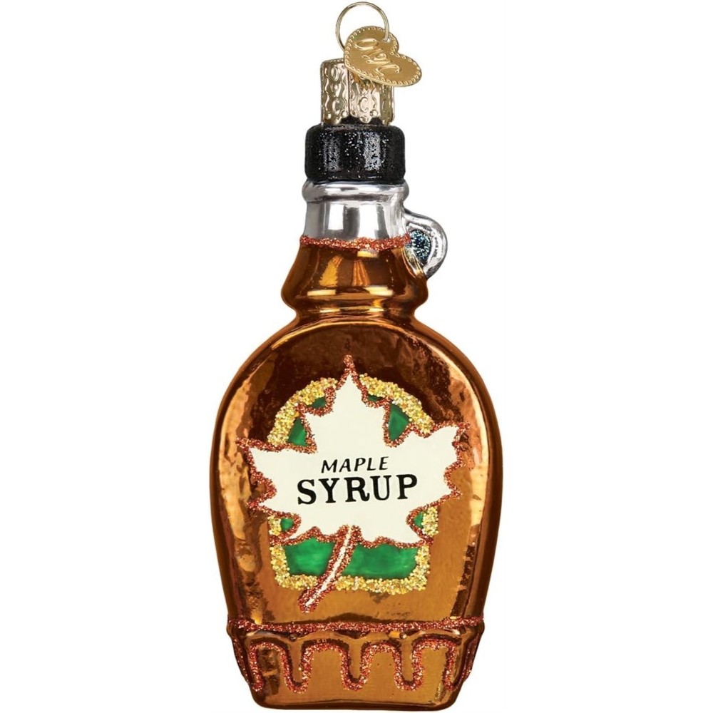 Old World Christmas Maple Syrup Bottle Glass Ornament 32286 with Free Gift Box