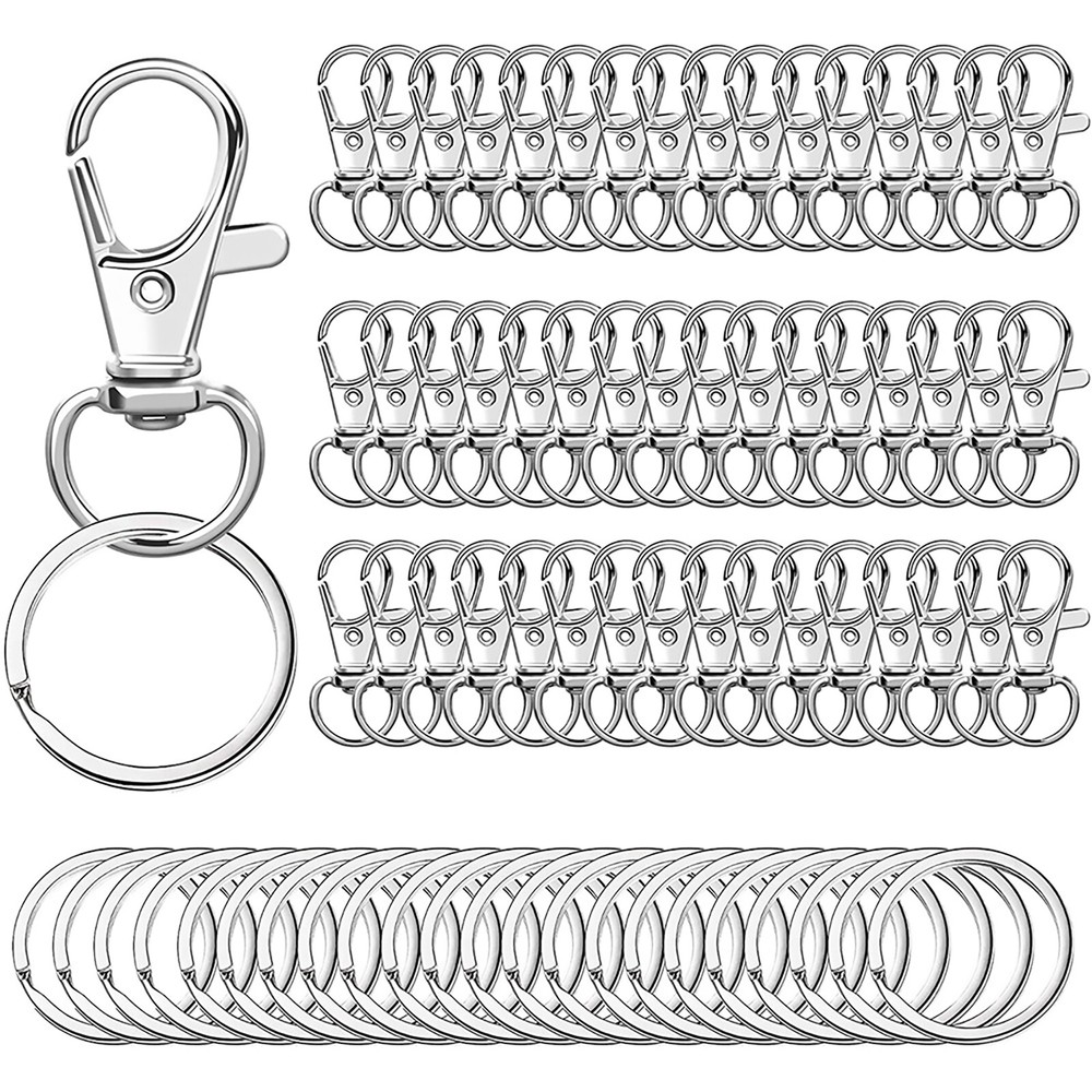 50Set Alloy Swivel Key Chain Clip Lanyard Keychain Hook For Lobster Clasp