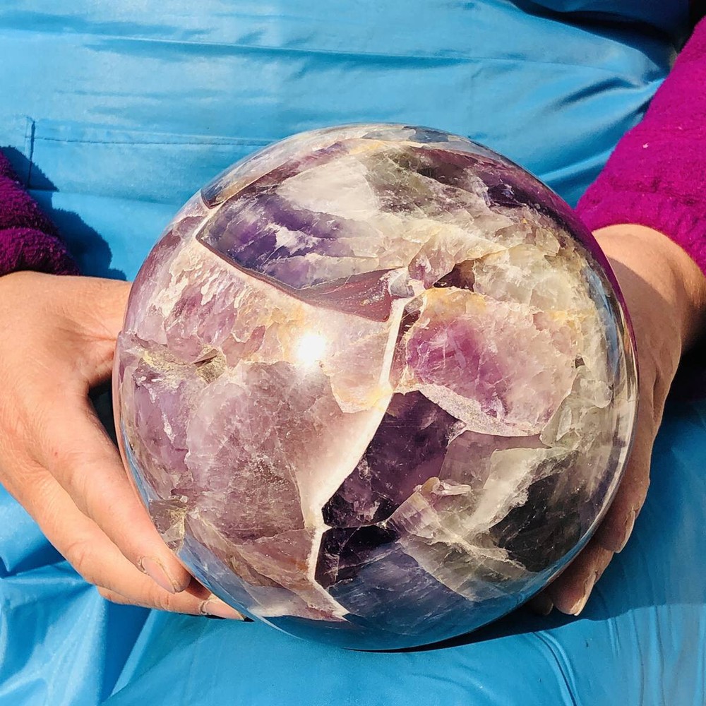 Natural 3820G Dream Amethyst Quartz Crystal Sphere Ball for Healing 320mm