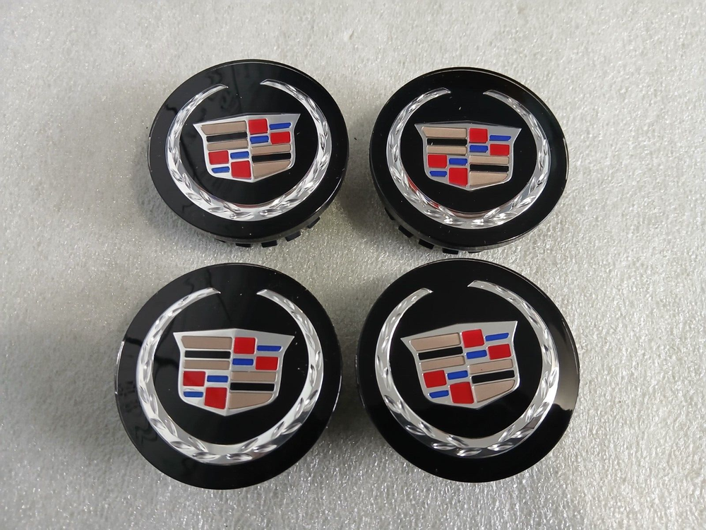 4PC SET Black Wheel Center Hub Caps Cadillac ATS CTS DTS SRX STS XLR XTS 2-5/8