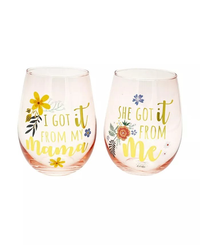 Tmd Holdings Mama Stemless Wine Glass Set of 2 New