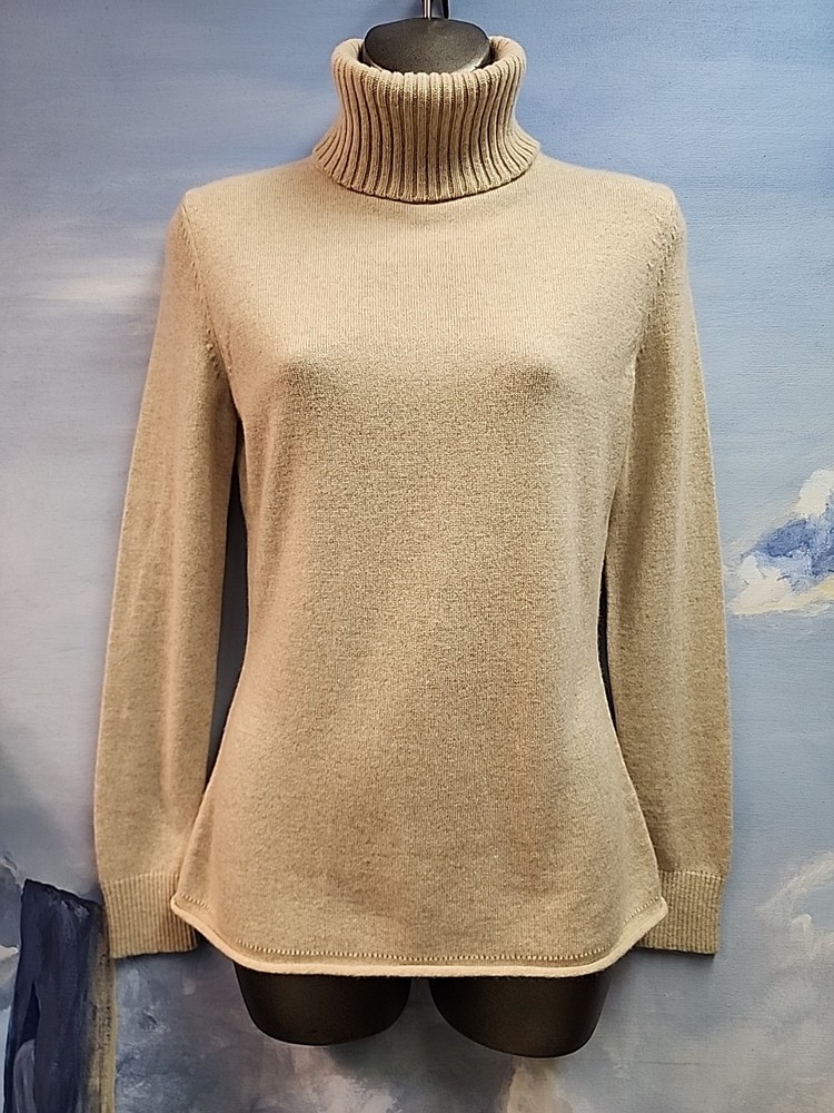 NEW 100% Cashmere Lafayette 148 Rolled Hem Turtleneck $425