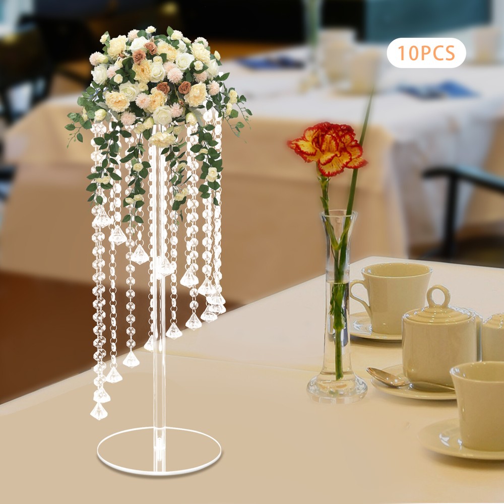 Clear Acrylic Vase for Centerpiece, 10Pcs Floor Vase Stand (23.6Inch Tall)