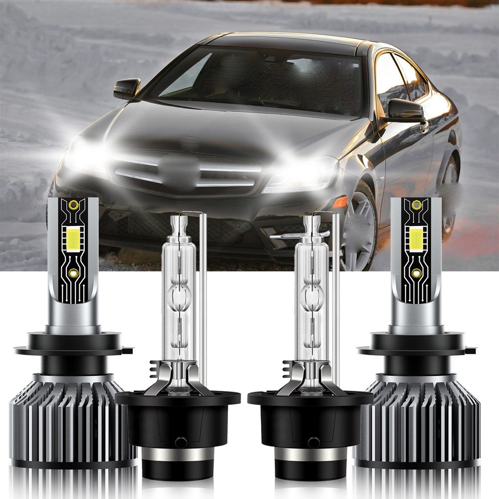For Mercedes-Benz C350 2006-2007 LED HID Headlight H7+D2S Hi Low Bulbs 6500K
