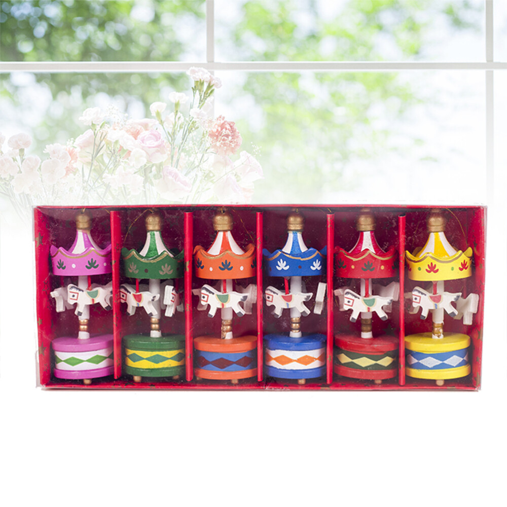 6pcs Ornament Christmas Carousel Ornaments Merry Go Round Christmas Ornament