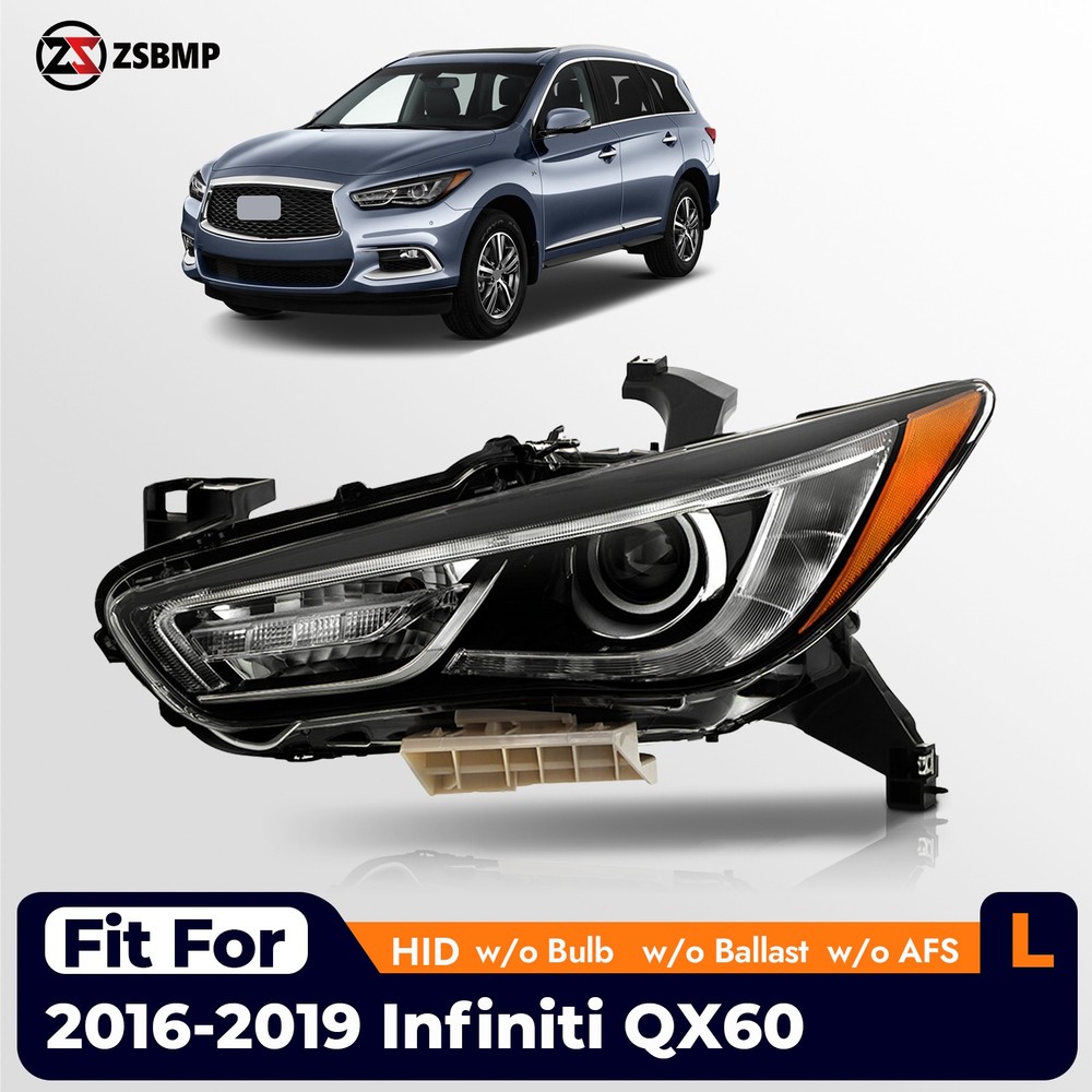 HID Headlight For 2016-2019 Infiniti QX60 w/o Bulb w/o AFS Driver Left Side