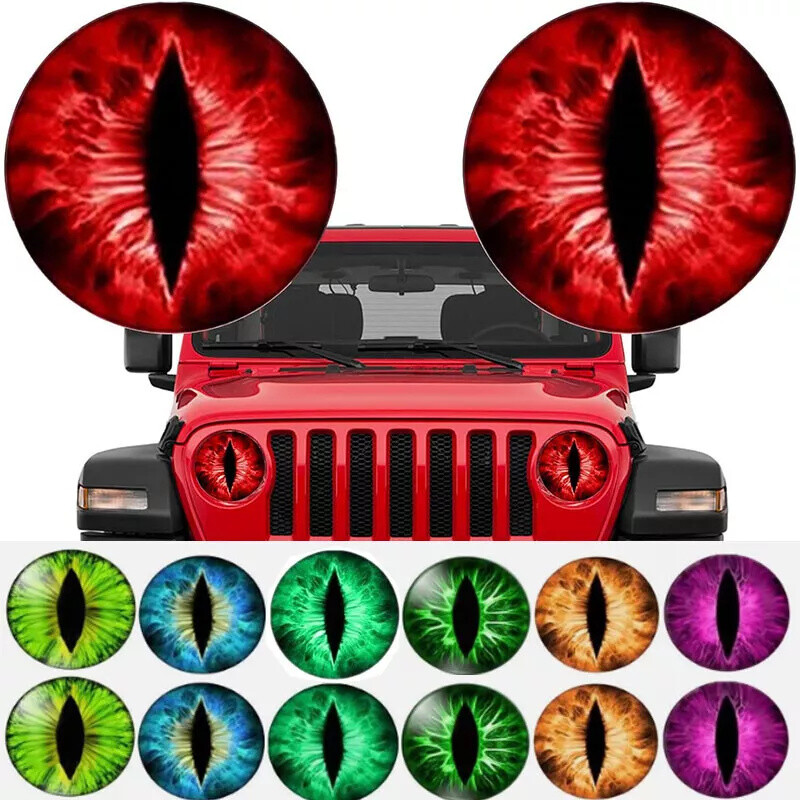 Headlight Decal Sticker Beast Eyes 3D Round Stereo For Jeep Truck Car Decoration