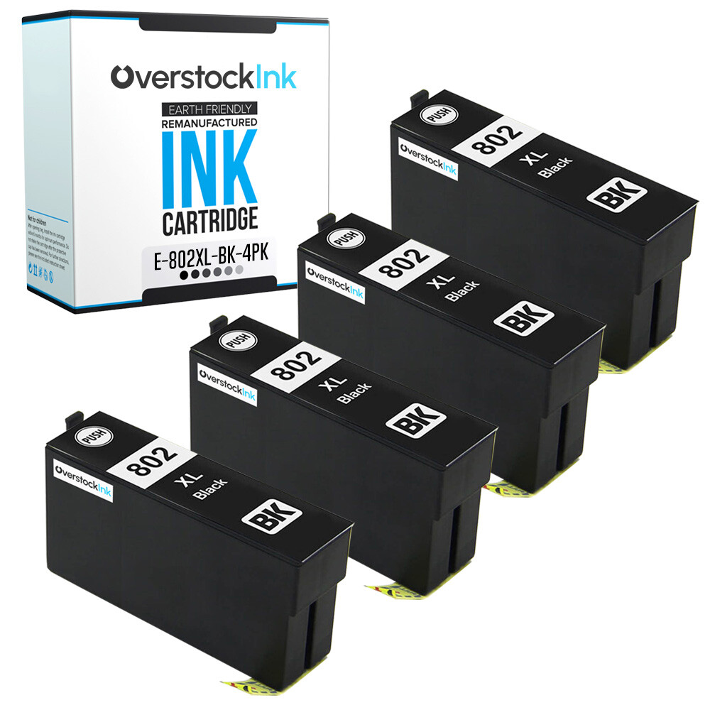 4-Pack OSI T802XL120 Black Ink for Epson WorkForce EC-4020 EC-4030 Printers