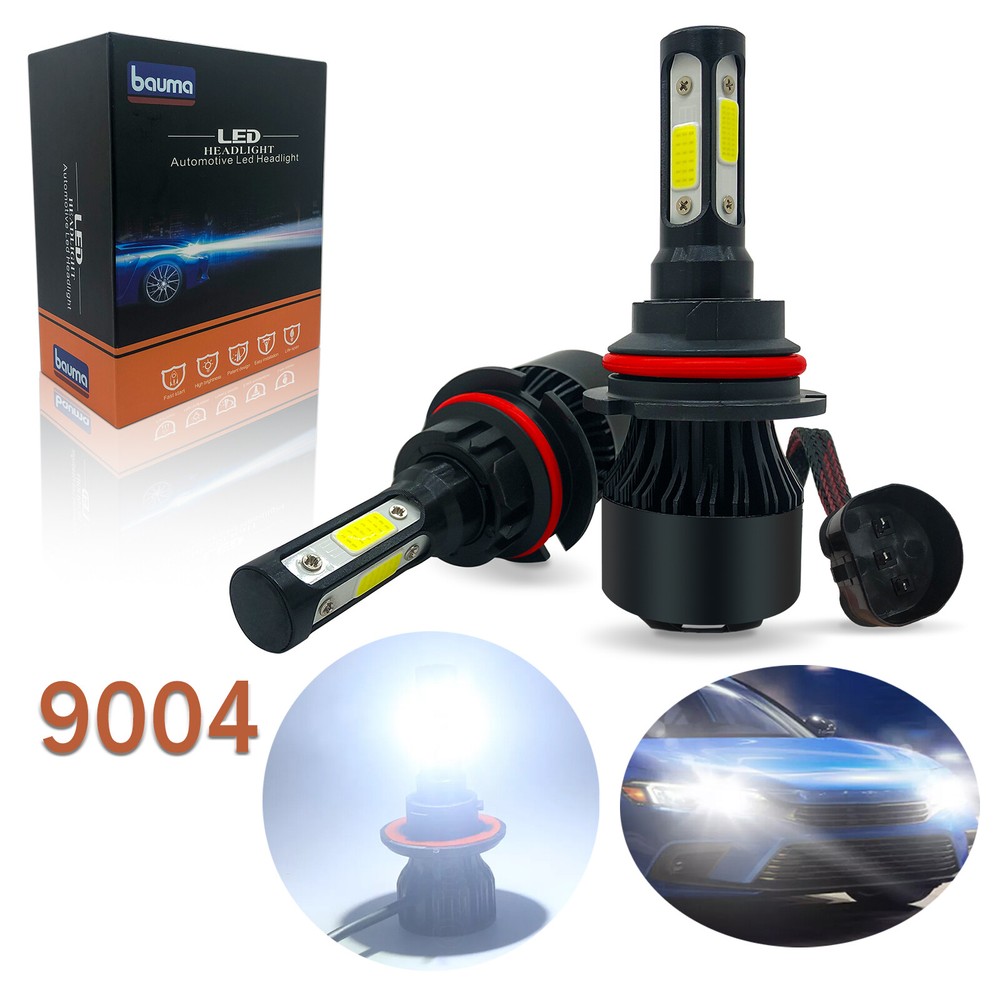 2pcs 9004 HB1 LED Headlight Conversion Kit with 6000K White COB Beam
