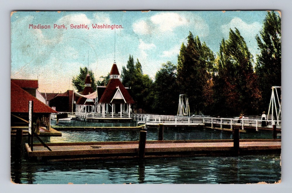 Vintage Seattle Madison Park WA Washington Postcard Old View Standard Mail