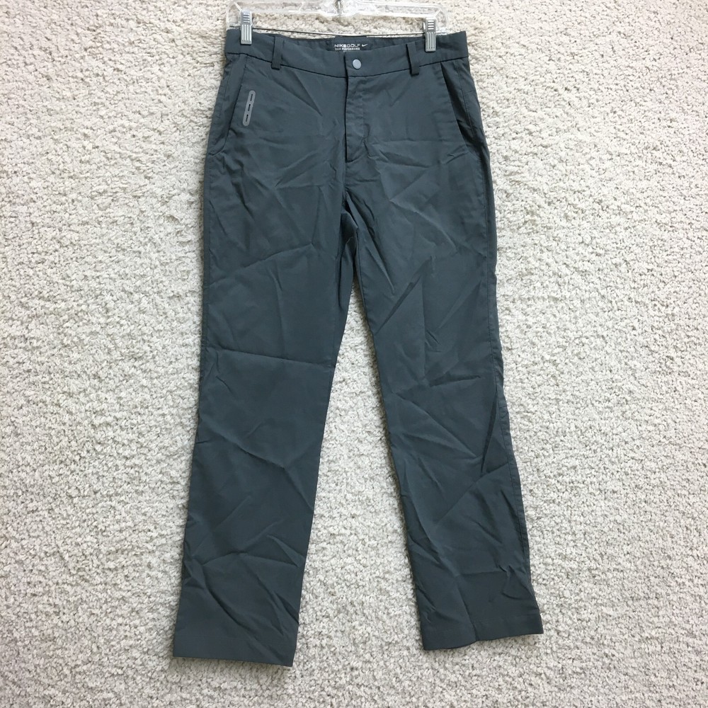 Nike Golf Pants 30x30 Men Gray Dri Fit Tour Performance Swoosh Chino Stretch