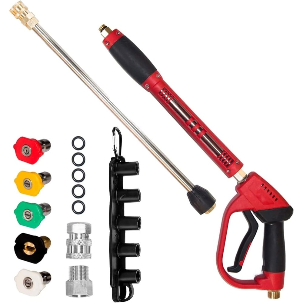 High-Power Red Pressure Washer Gun with Wand Extension