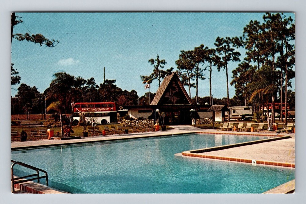 Kissimmee Florida KOA Kampground Poolside Disney World Vintage Postcard