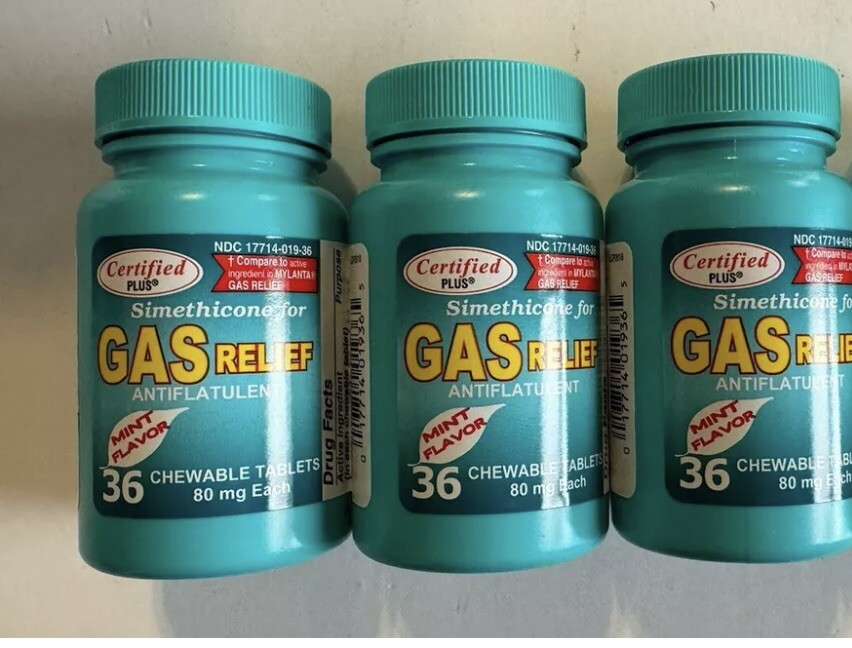 3-PK Assured Simethicone Gas Relief Chewable Tablets 80mg Anti-Gas