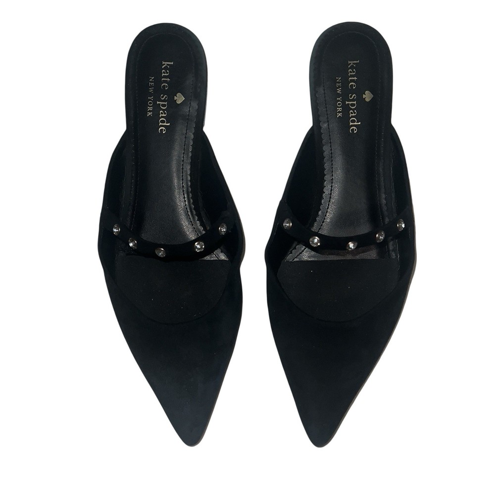 Kate Spade Black Irina Suede Studded Mules Sz 8.5B