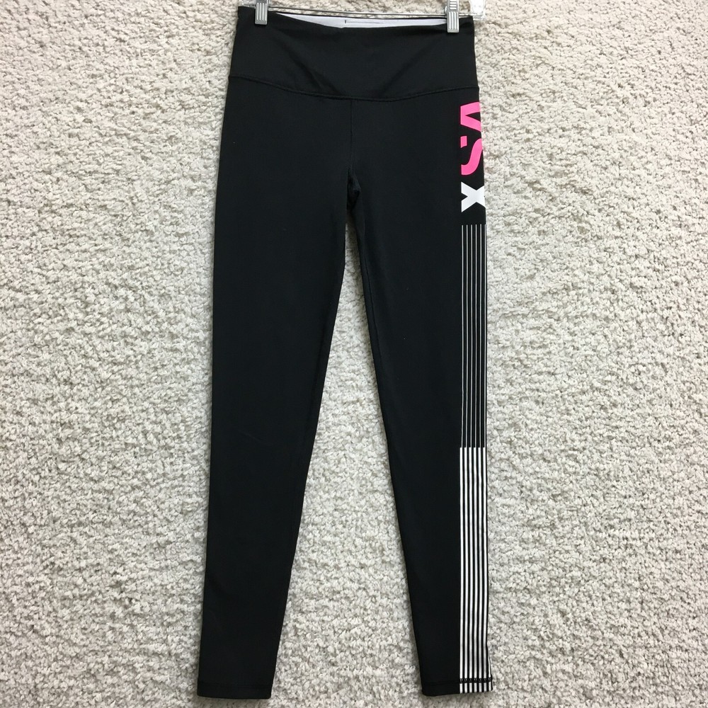 Victorias Secret Sport Leggings Small Adult Black Knockout Pull On Stretch Women