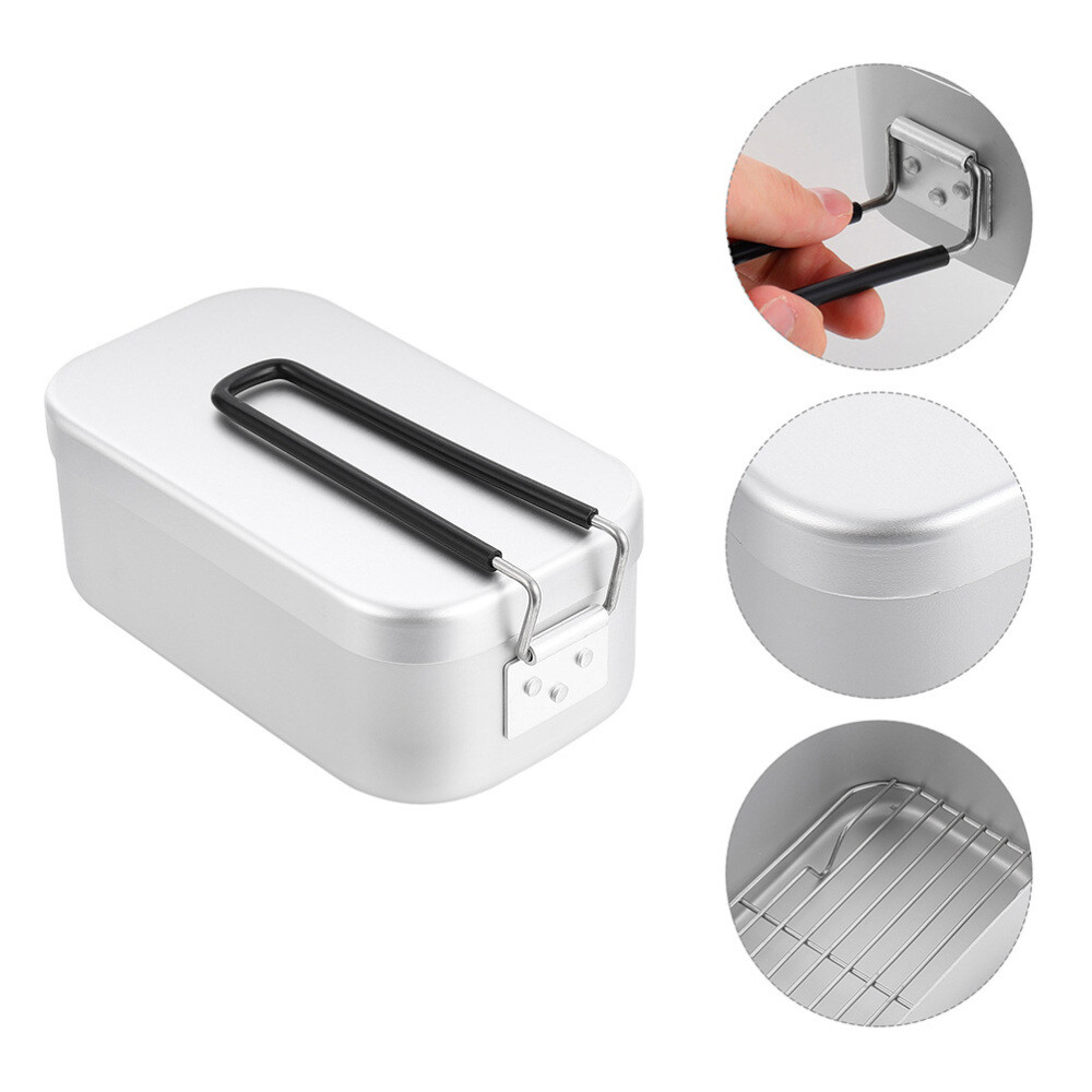 3-Piece Portable Camping Grill & Lunch Box Set for Outdoor Travel