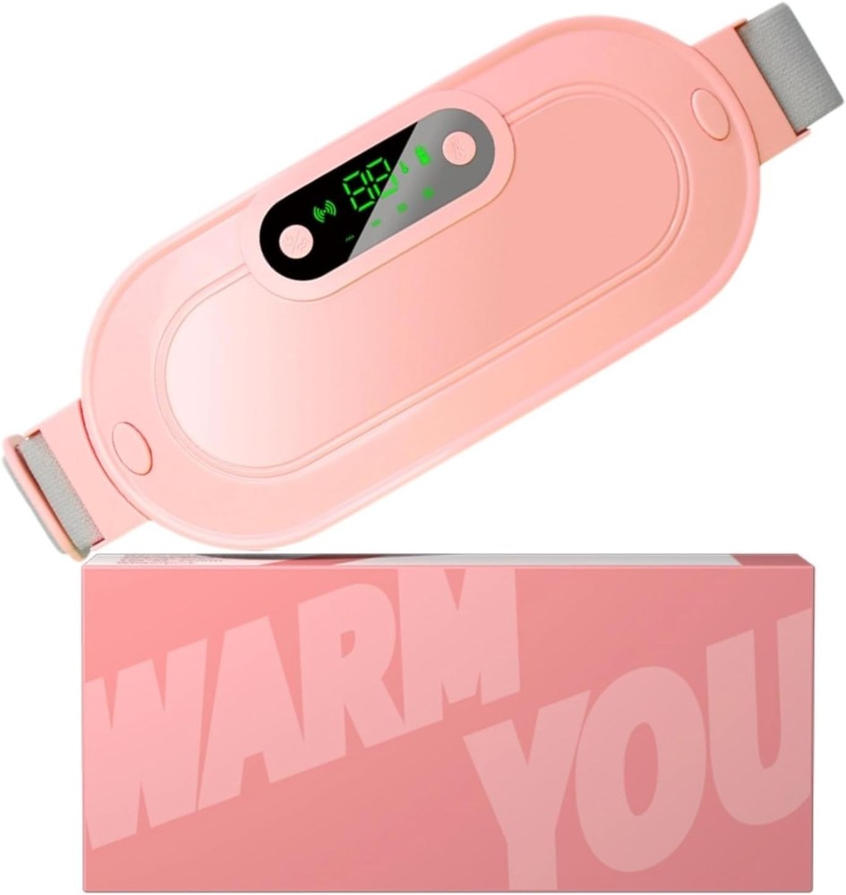 Pink Heating Pad for Period Cramps,Portable Cordless Fast Heated Belly Wrap Belt