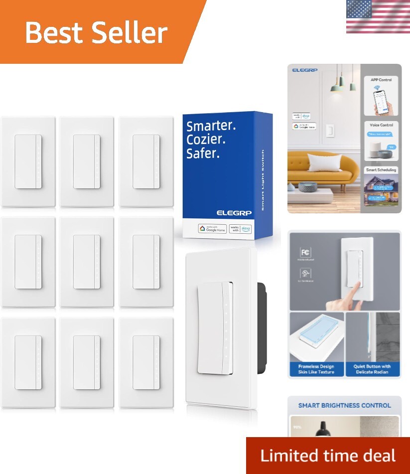 Single Pole Smart Wi-Fi Dimmer Light Switch 2.4GHz Compatible