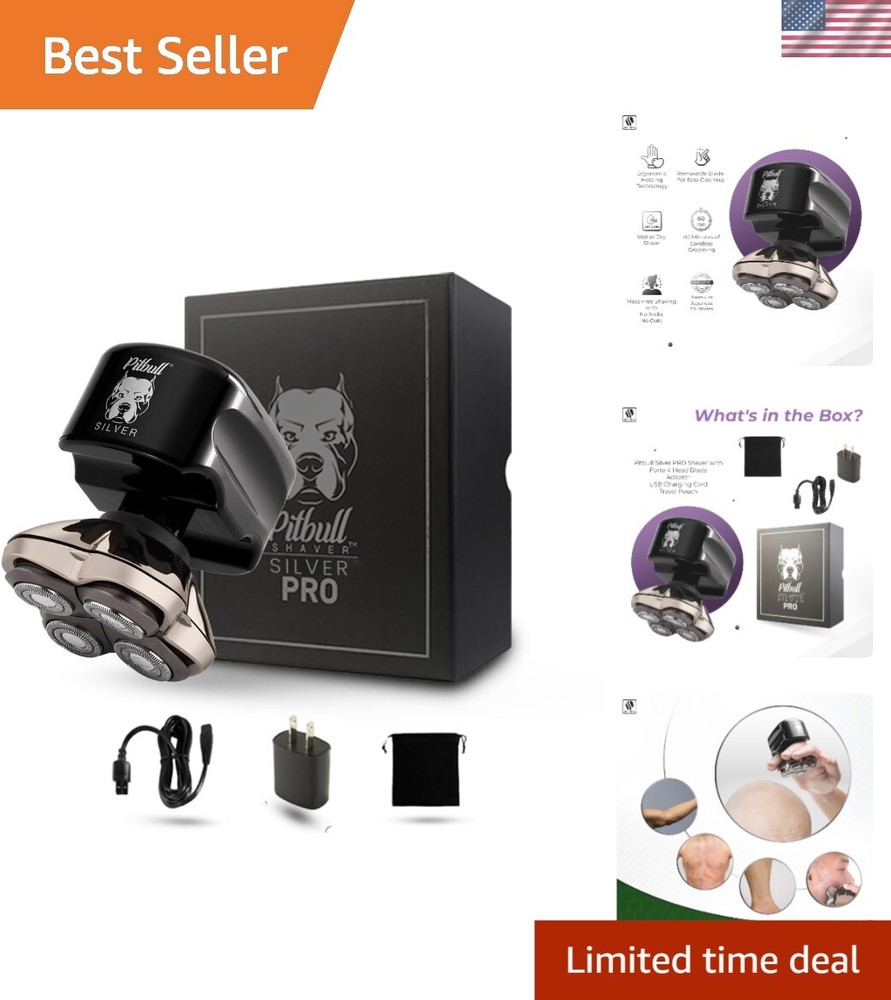 Pitbull Silver PRO: Premium Electric Head Shaver for Smooth Wet & Dry Grooming