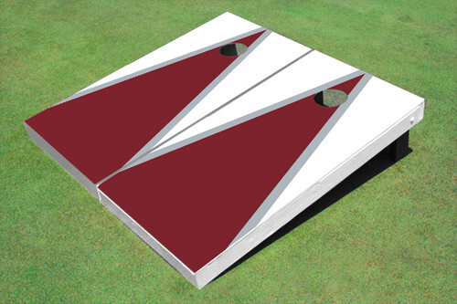 Maroon And White Matching Triangle Custom Cornhole Board