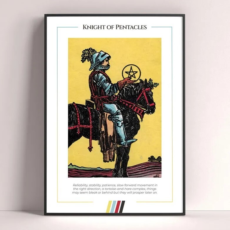 Knight of Pentacles Tarot Card Art Print - Witchy Decor & Gift