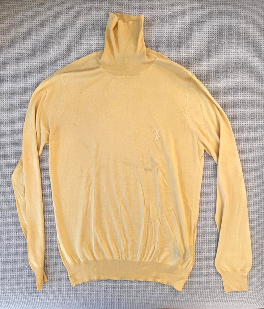 Philipp Plein Billionaire Turtleneck Men's Large 100% Silk Mulberry Yellow Gold