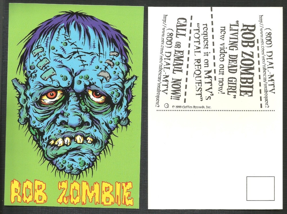 White Rob Zombie 1999 Vintage Promo Postcard Set of 2 for American Made CD 4x6