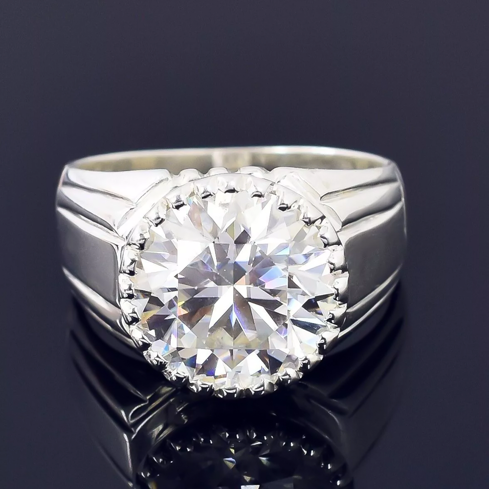 6.35 Ct Off White Round Diamond Ring Shine Gift 925 Silver for Women