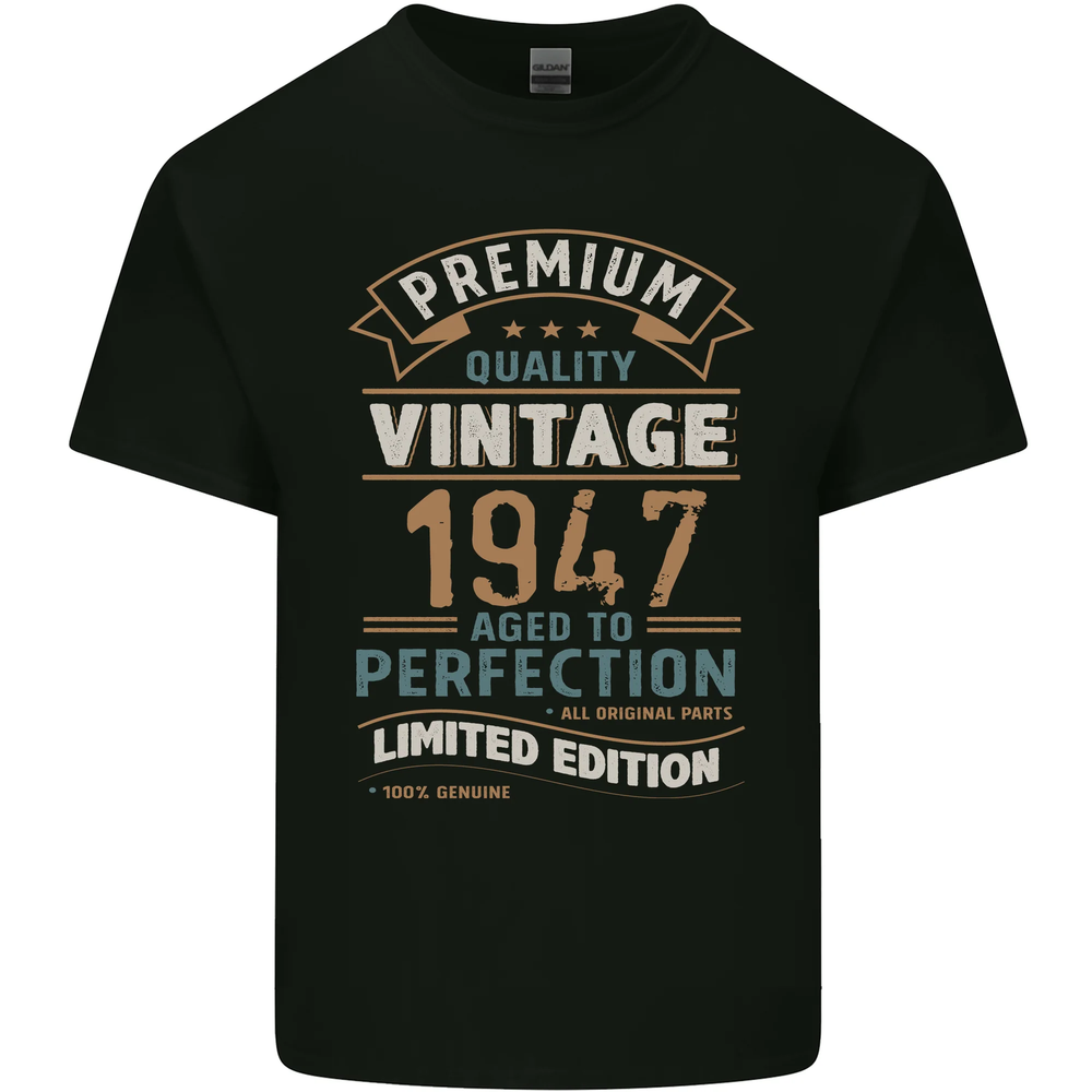 Premium Vintage 77th Birthday 1947 Mens Cotton T-Shirt Tee Top