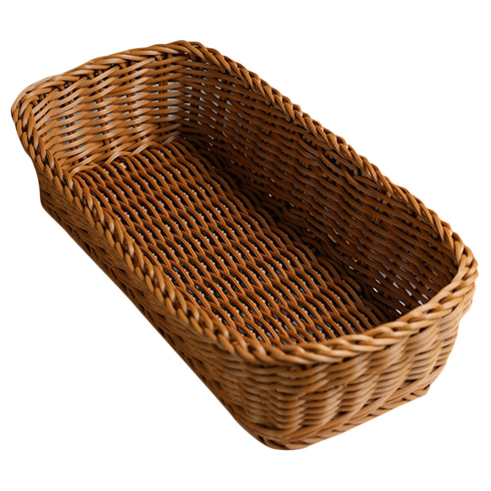 Multifunctional Wicker Basket for Silverware and Storage  