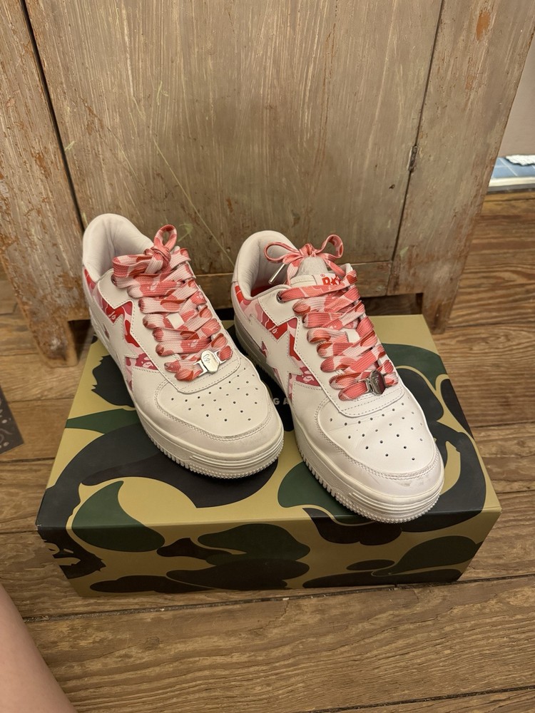 A Bathing Ape Men's Low-Top Sneakers 2025 ABC CAMO Pattern BAPE STA Motif Pink