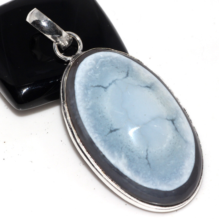 925 Silver Plated Owhyee Eye Opal Ethnic Pendant Handmade Jewelry Size 2