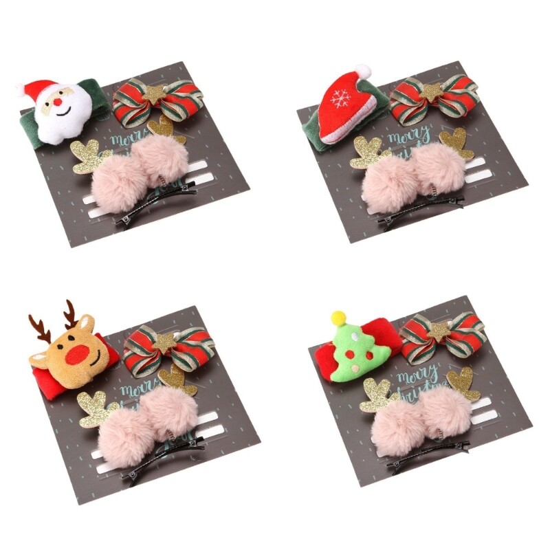 Christmas Hair Clips Set for Kids Holiday Party Festive Headpieces