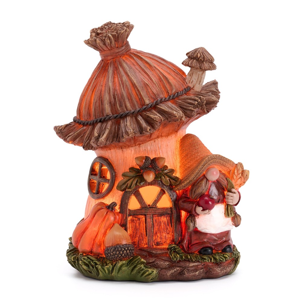 Thanksgiving Fall Decorations for Home Lady Gnomes, Resin Straw Light House S...