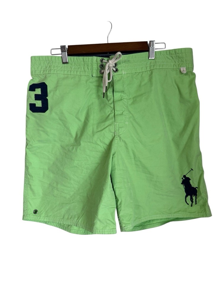Polo Ralph Lauren Shorts Mens XL Green Swim Trunks Lined Big Pony Blue #3