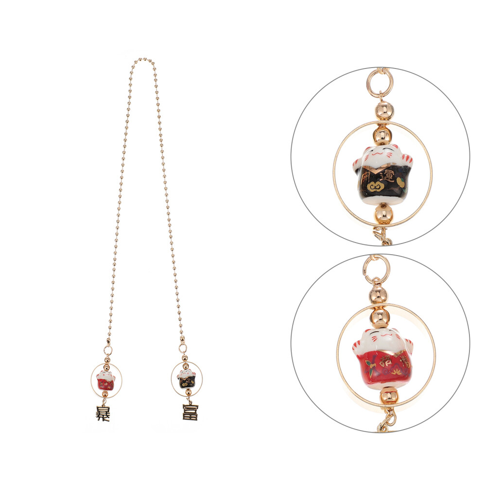 Fortune Cat Hangings Ceramic Cat Jewelry Ceramic Hanging Adornment