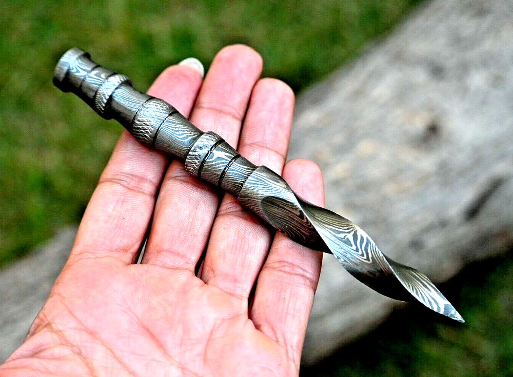 Custom Hand-Forged Damascus Steel Tri Dagger Kris Blade 2417