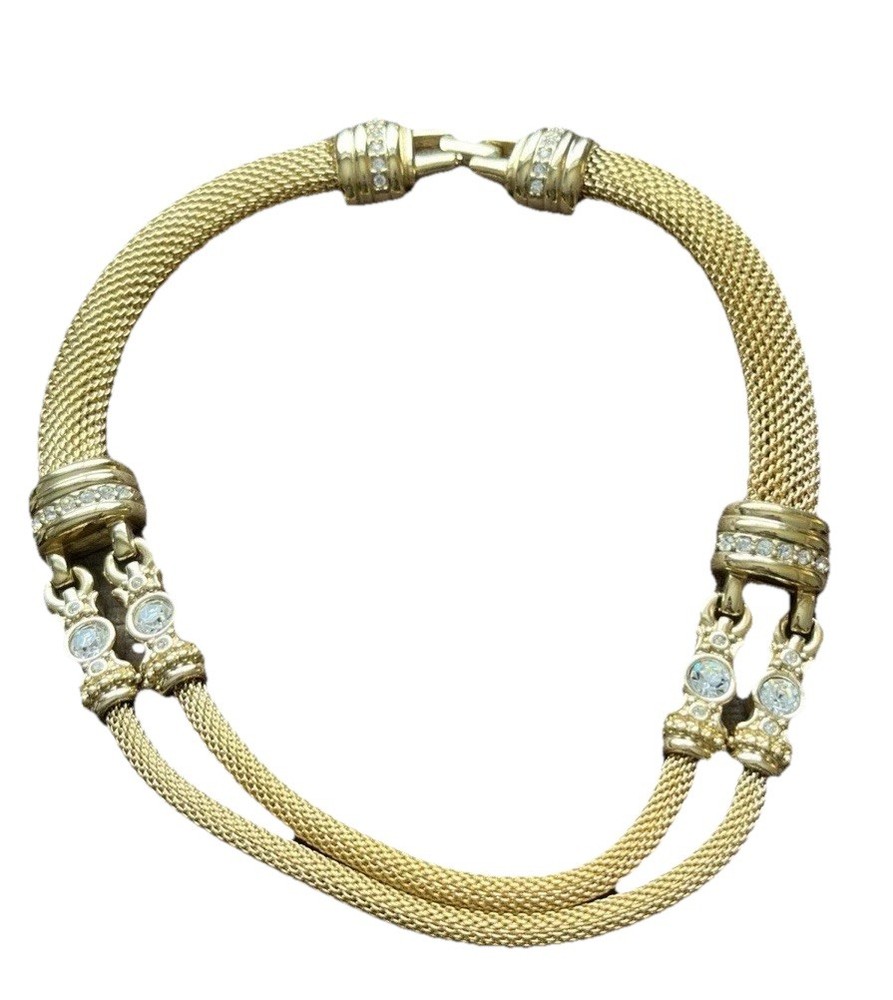 Vintage Swarovski SAL Rhinestone Crystal Necklace Gold Tone Estate Jewelry