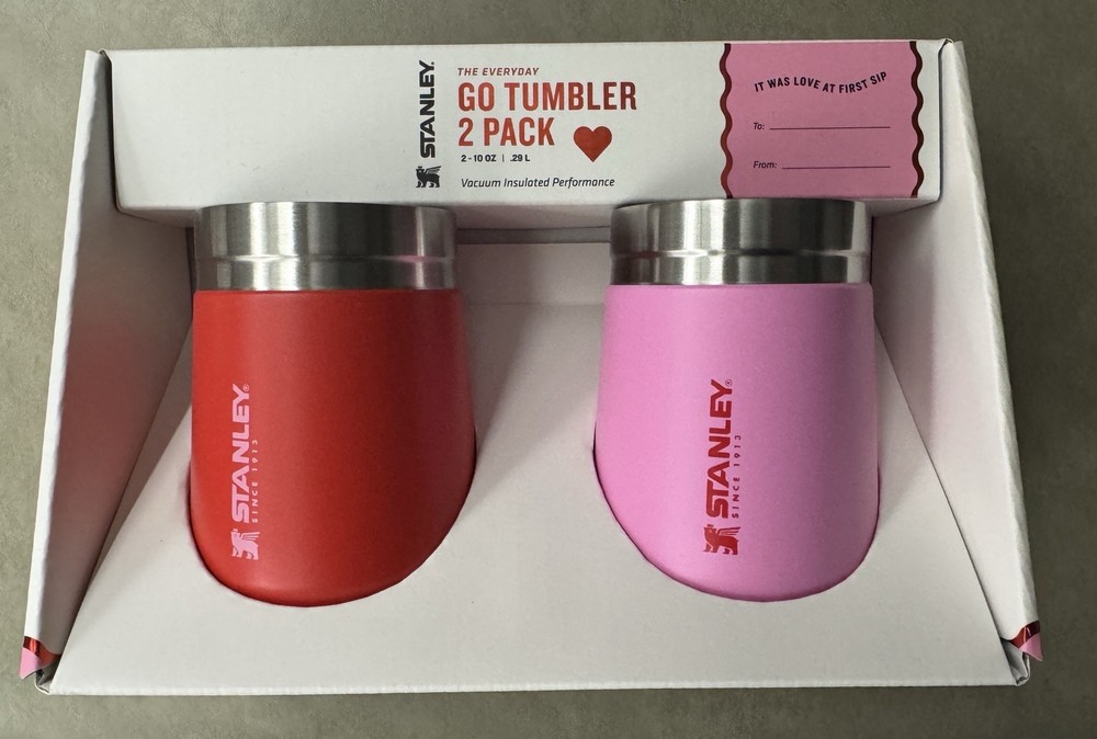Stanley Target Valentine’s Day Red Pink GO Tumbler 2 Pack 10oz NEW