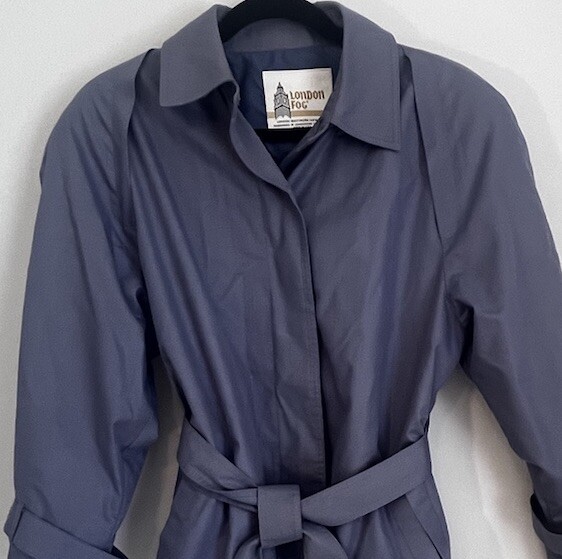 London Fog Petite Blue Long Trench Coat for Women Size 10 Single Breasted
